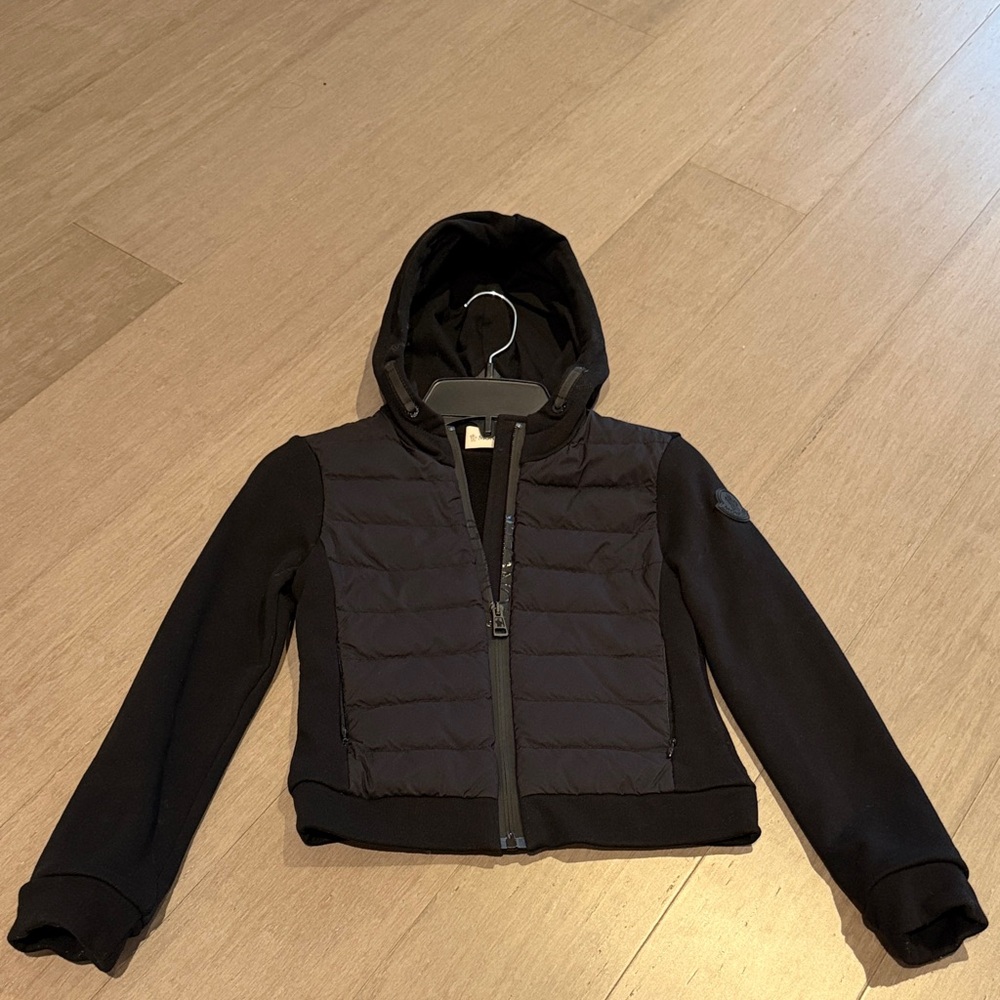 Moncler Enfant Black Hooded Jacket Size 8Y